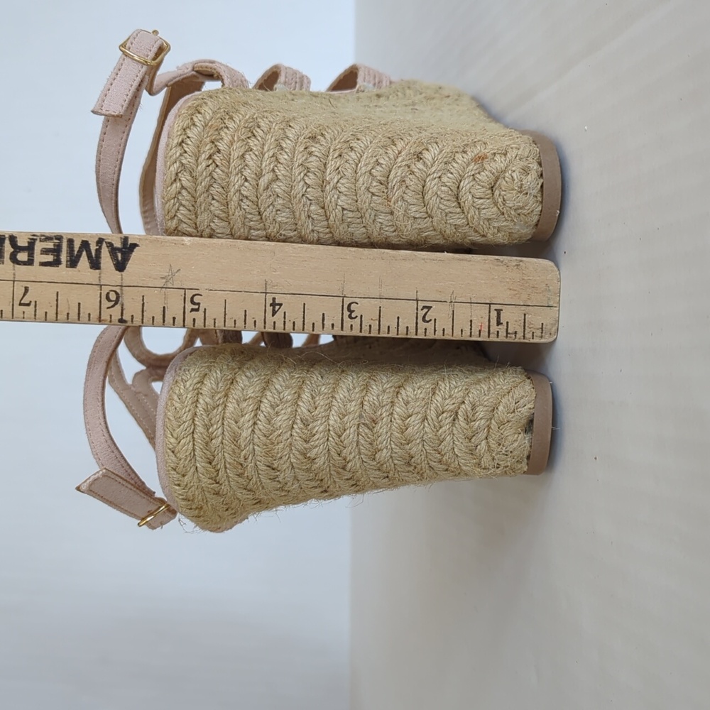 Wild Diva Lounge Strappy Jute Espadrille Wedge Sandal Shoes 10 Cream Beige/Tan - Picture 15 of 16